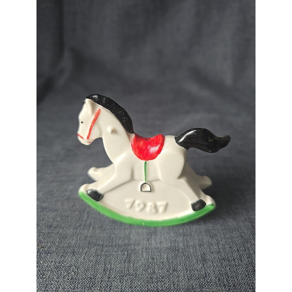 Vintage Goebel 1987 Rocking Horse Christmas Ornament West Germany Porcelain